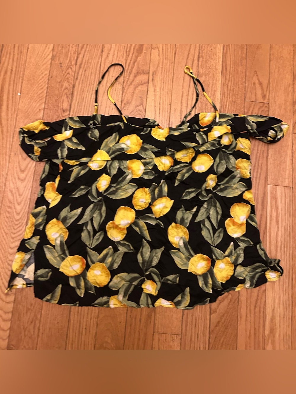 Forever 21 Lemon Print Flowy Off Shoulder Top Size XL